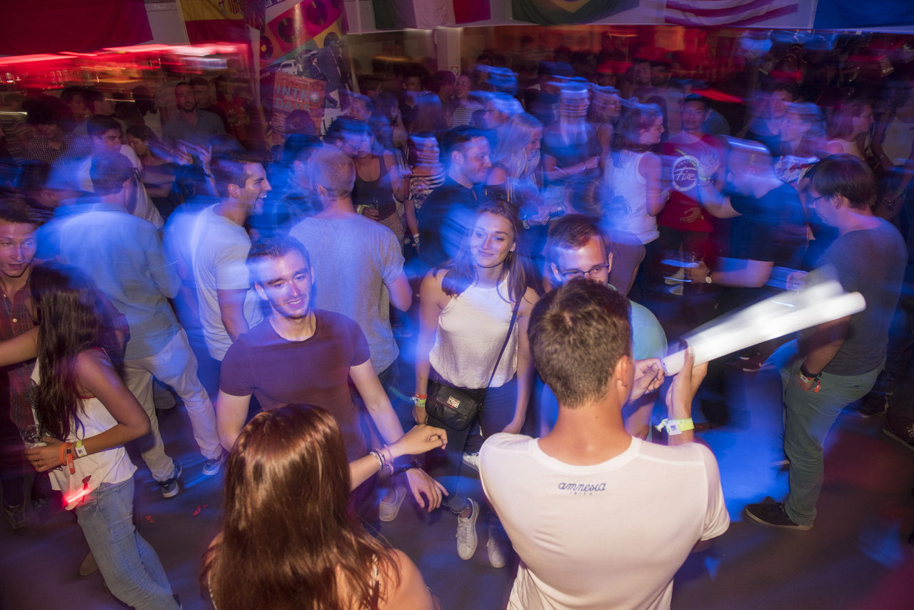 Students dancing at a party in Plan C.