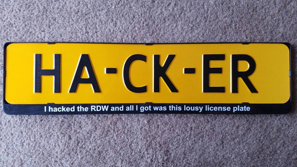 De kentekenplaat die Dave Jong van de RDW kreeg